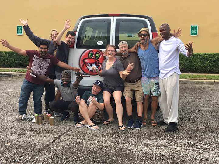 Graduate students attend Art Basel Miami Beach; Betty Foy Sanders Department of Art van painted by Kenny Scharf