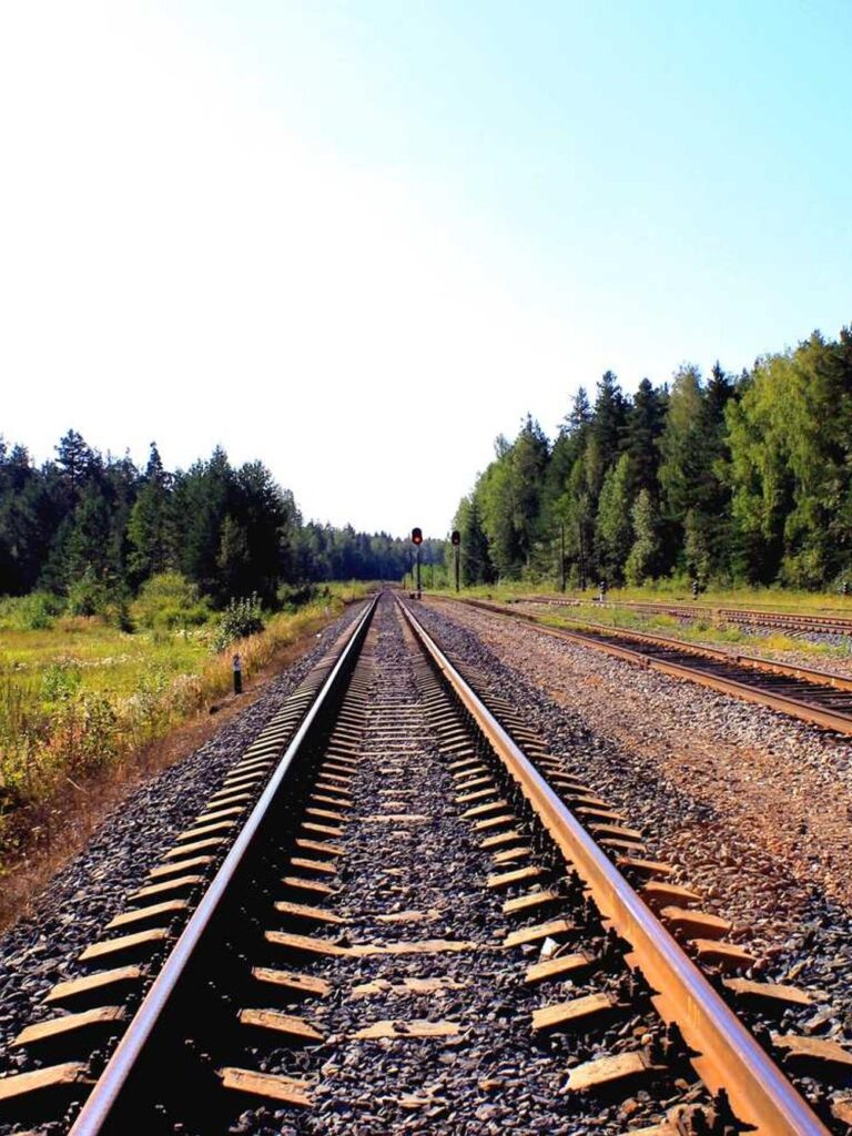 Railroad tracks through the southeastern USA.