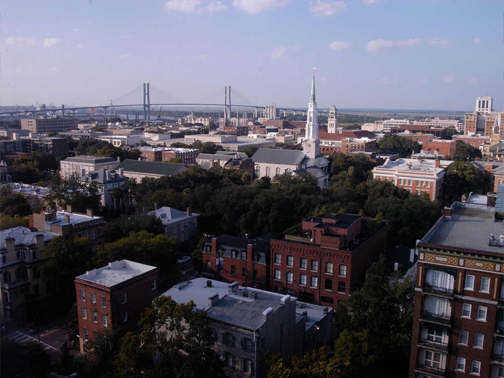 Aerial view of the Armstrong campus in downtown Savannah, Georgia.
