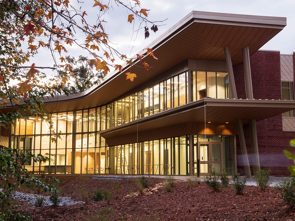 Health Professions Academic Building on Georgia Southern University’s Armstrong campus, surrounded by trees and landscaping.