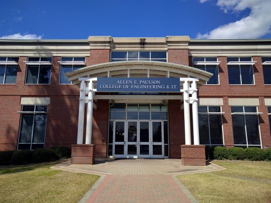 Front entrance of the Allen E. Paulson College of Engineering and IT building at Georgia Southern University.