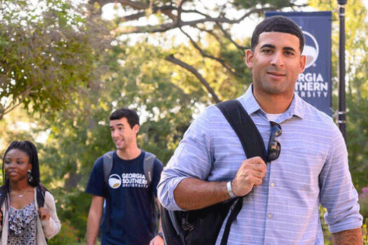 Students walk through one of Georgia Southern's campuses