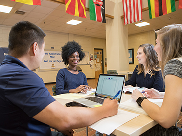 A group of Georgia Southern students represent multiple nations for a project in international studies together.