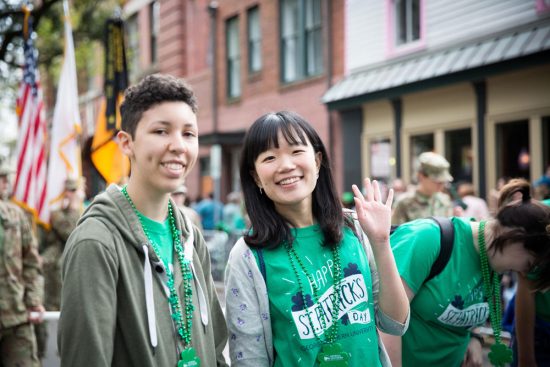 Georgia Southern students participate in Savannah's St. Patrick's Day Parade.