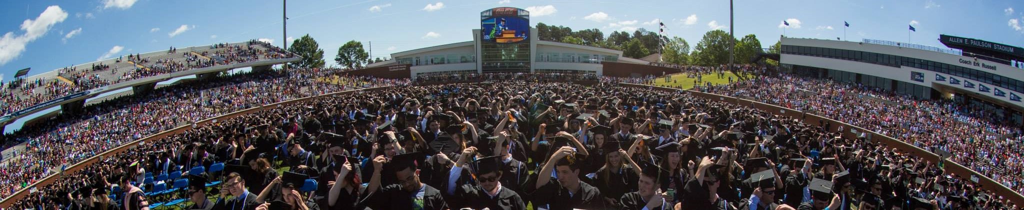 stadium full of recent graduates