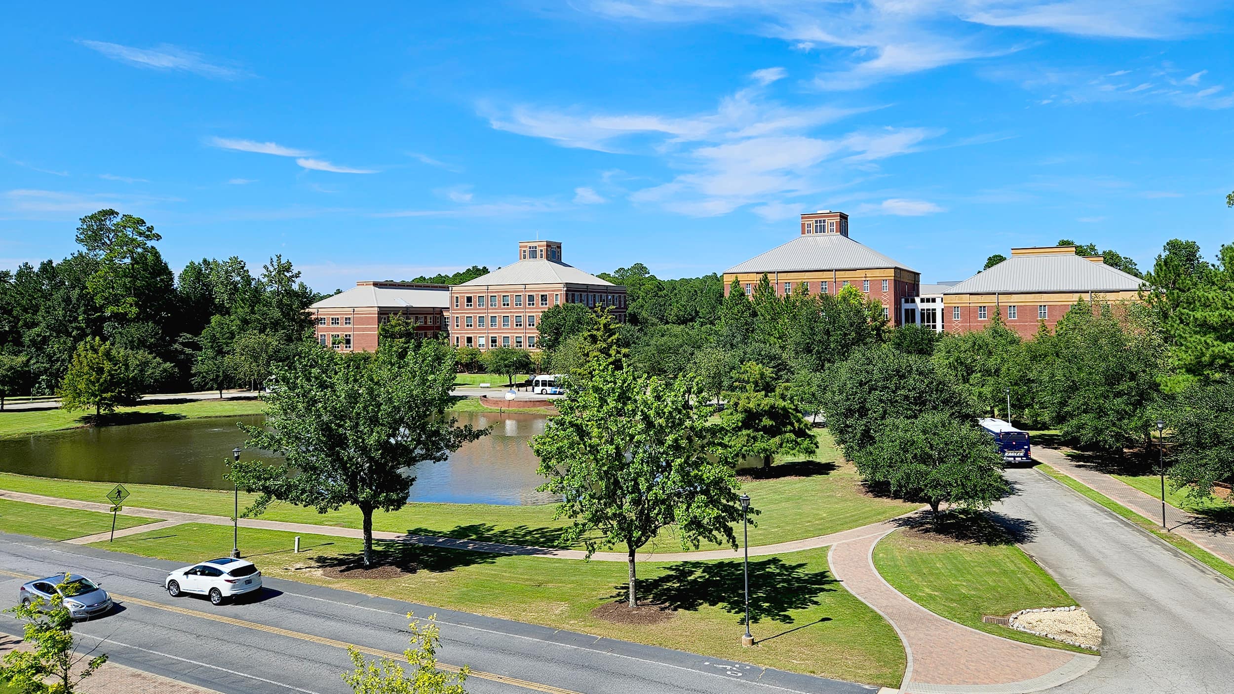 georgia southern college of education and nursing building view of lake