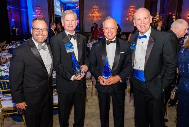 President Kyle Marrero, alumnus Tommy jones, Greg Parker and Dean of the Parker College of Business Allen Amason