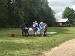 Education Coordinator of the Botanic Garden, Kathy Tucker sharing movement oriented learning activities
