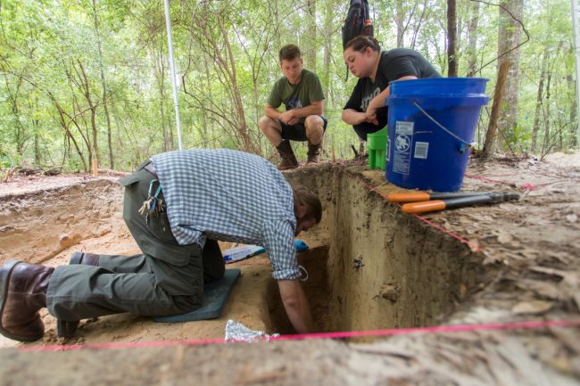 McNutt will work with students during the project in Jenkins and Burke counties as he did at Camp Lawton, shown above. Students will get invaluable research and archeological experience during the project.