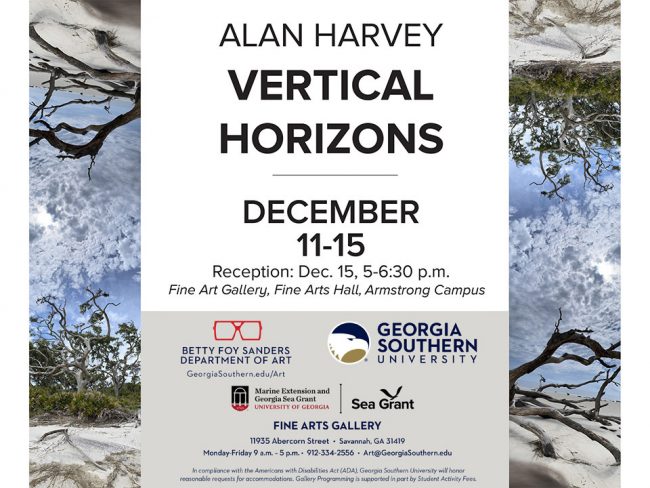 Embark on a visually stunning journey along the enchanting Georgia coast at Georgia Southern University's "Vertical Horizons" art exhibit, curated by Georgia Southern biology professor Alan Harvey, Ph.D. From Dec. 11 to 15, experience an interactive photography exhibition that challenges traditional perspectives. The exhibit is housed in the Fine Art Gallery in Fine Arts Hall on the Armstrong Campus in Savannah.