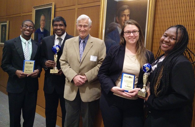 Pictured are (L to R): Jonathan Quintyne, Dylan John, Dick Calkins ( with the International Academy of Dispute Resolution), Jessica Shanken and Tashai Gilman.