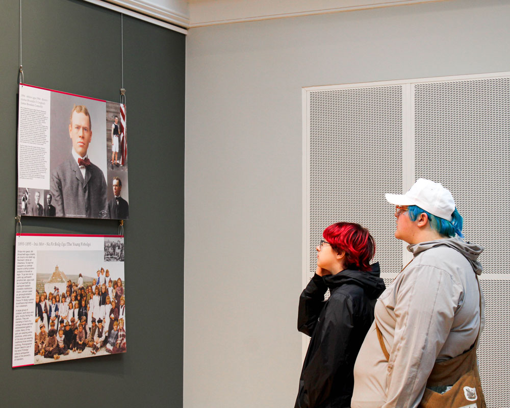 Georgia Southern students looking at an exhibit in Ireland museum.