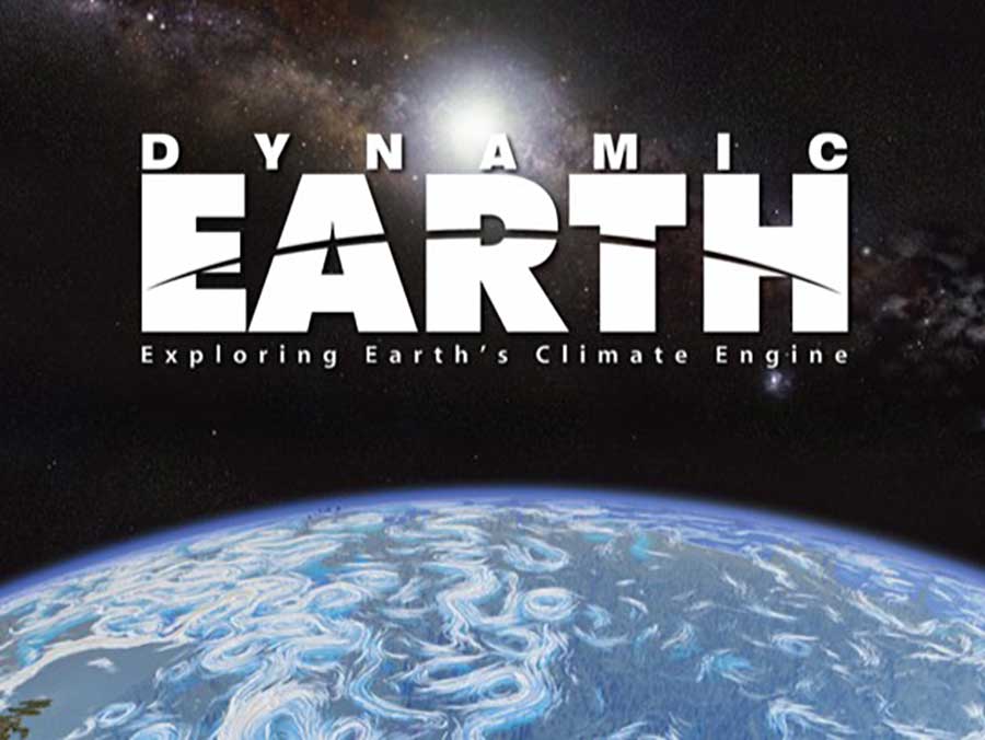 Graphic of dynamic earth with picture of earth in the background