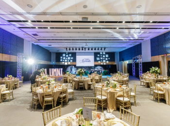 Conference room filled with tables and chairs for conference services