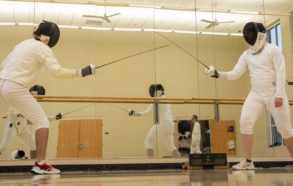 Students practicing fencing
