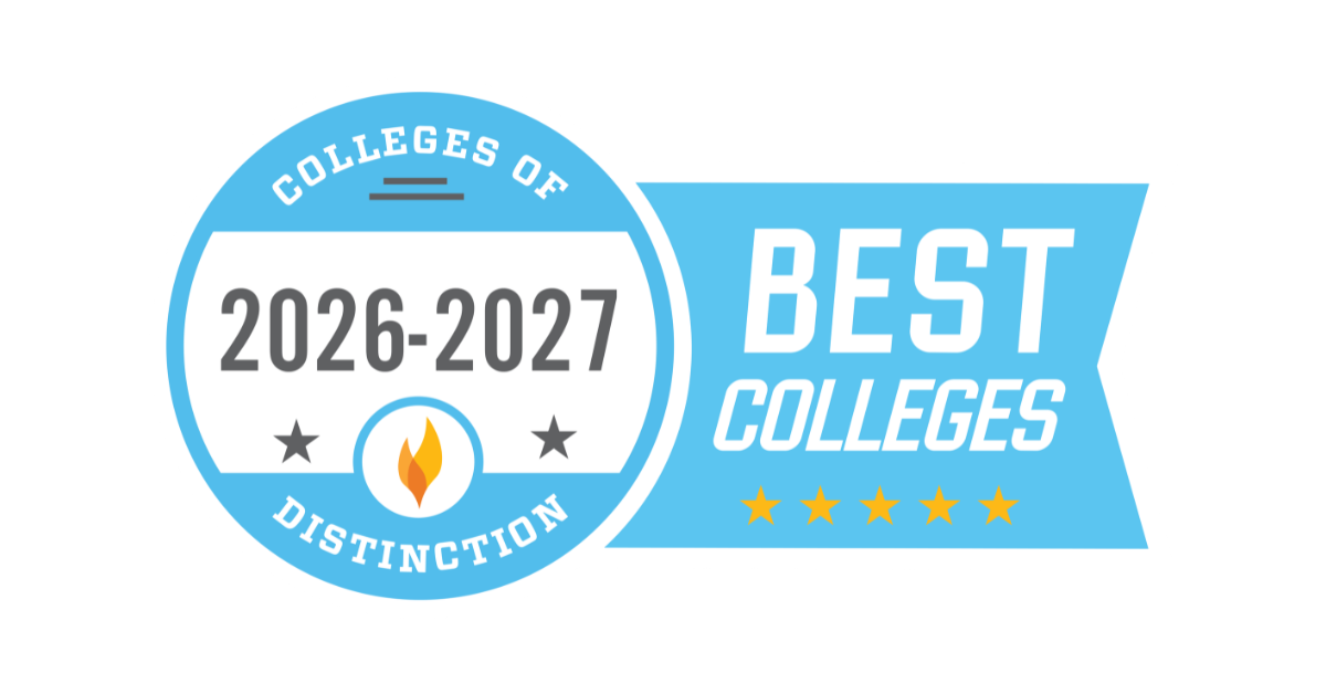 Colleges of Distinction Best Colleges light blue badge